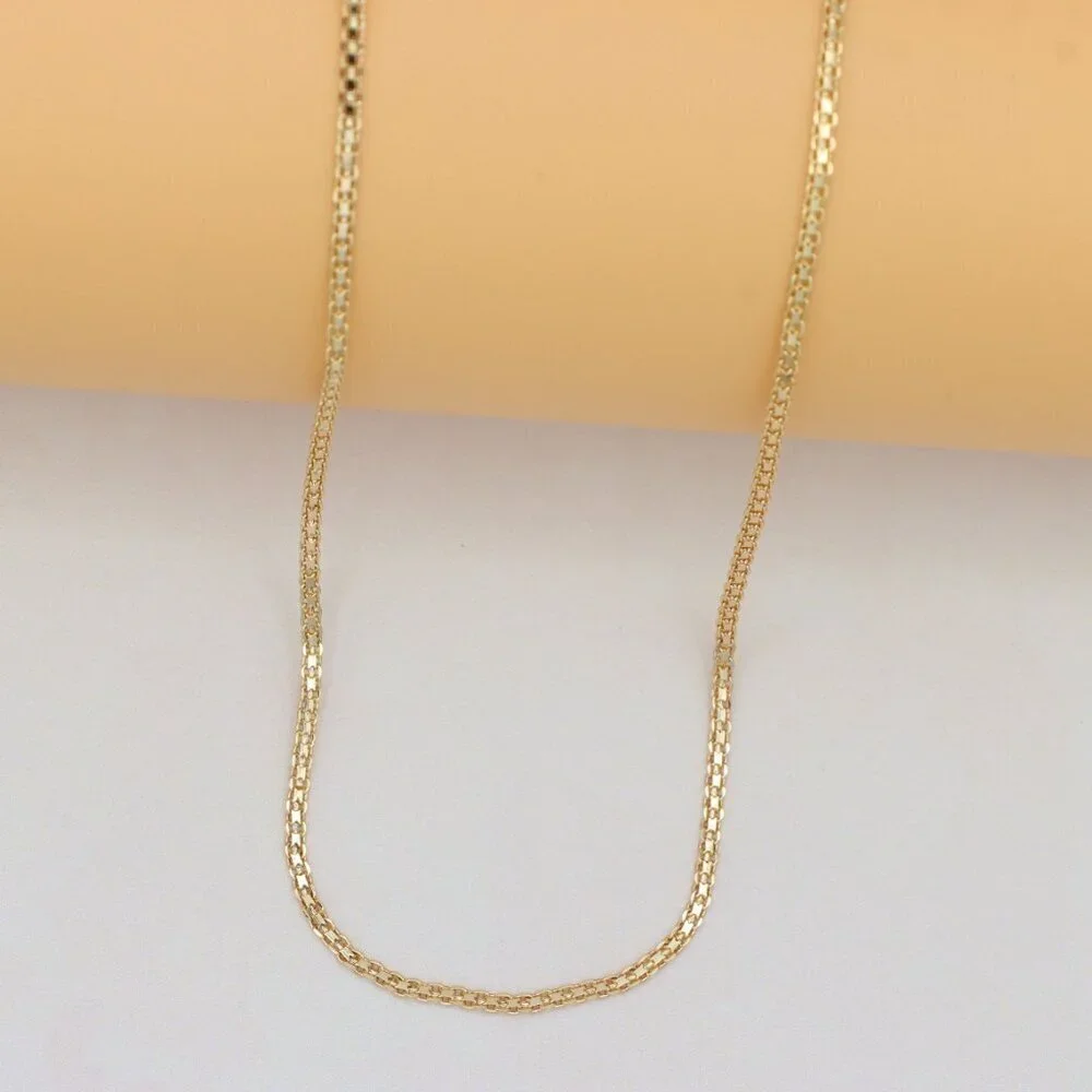 Sleek Flat Rose Gold Box Chain Necklace Lobster Clasp Closure, XPNL0231